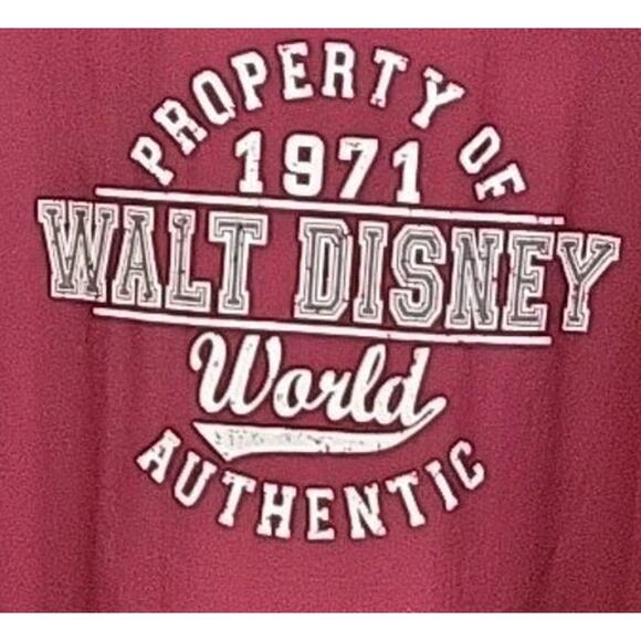 DISNEY PARKS WDW Varsity Zip Up Jacket Burgundy EST 71 Logo Pockets XXL 1971 - Picture 6 of 7